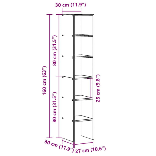 Bokhyller 2 stk stablebar sonoma eik 30x30x80 cm konstruert tre