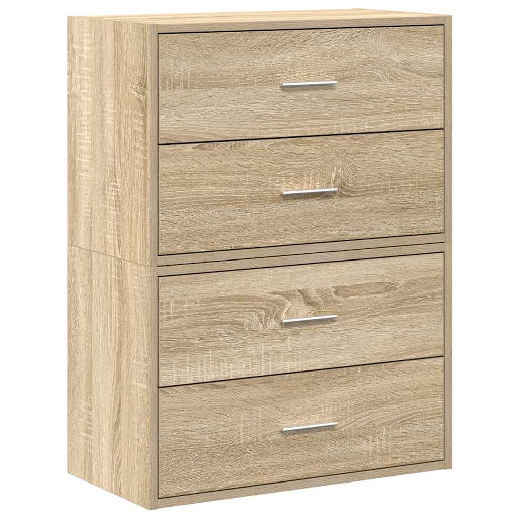 Skap med 4 skuffer 2 stk sonoma eik 60x31x40 cm konstruert tre
