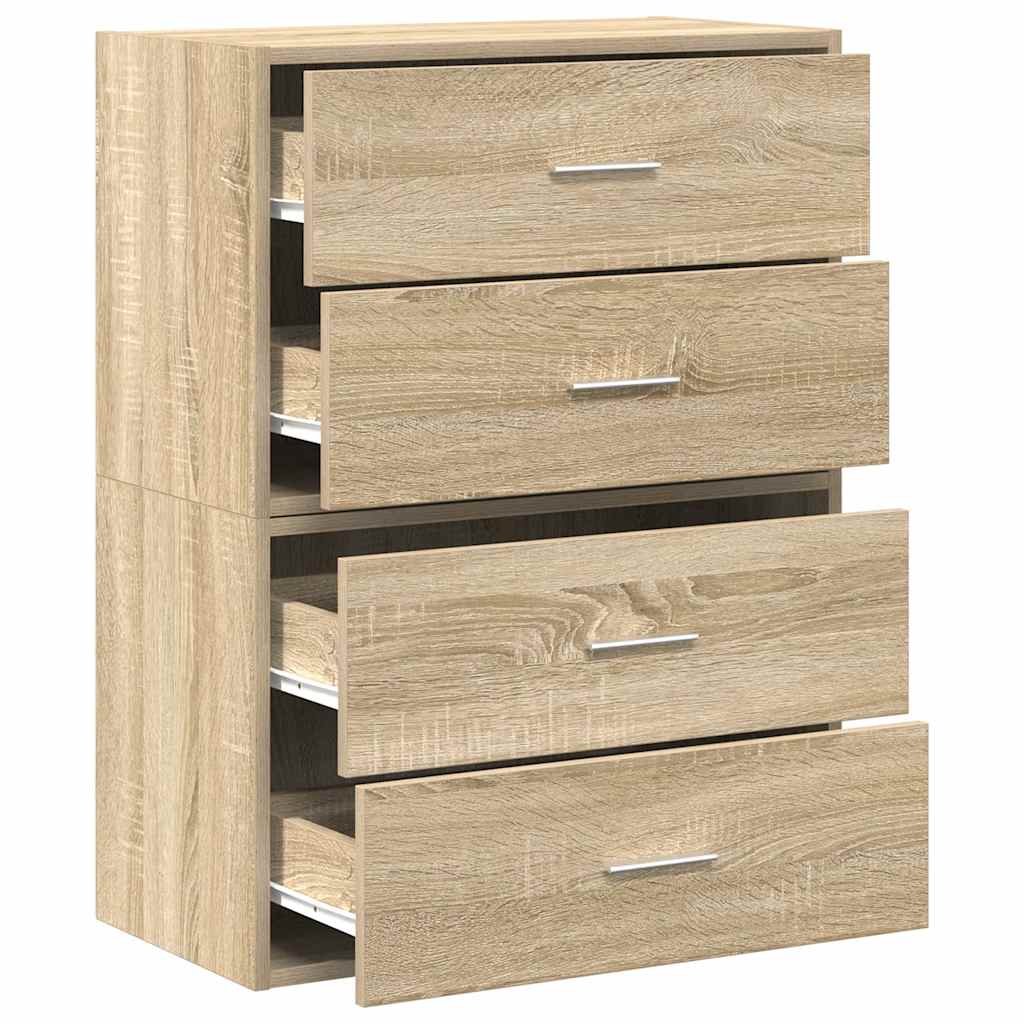 Skap med 4 skuffer 2 stk sonoma eik 60x31x40 cm konstruert tre