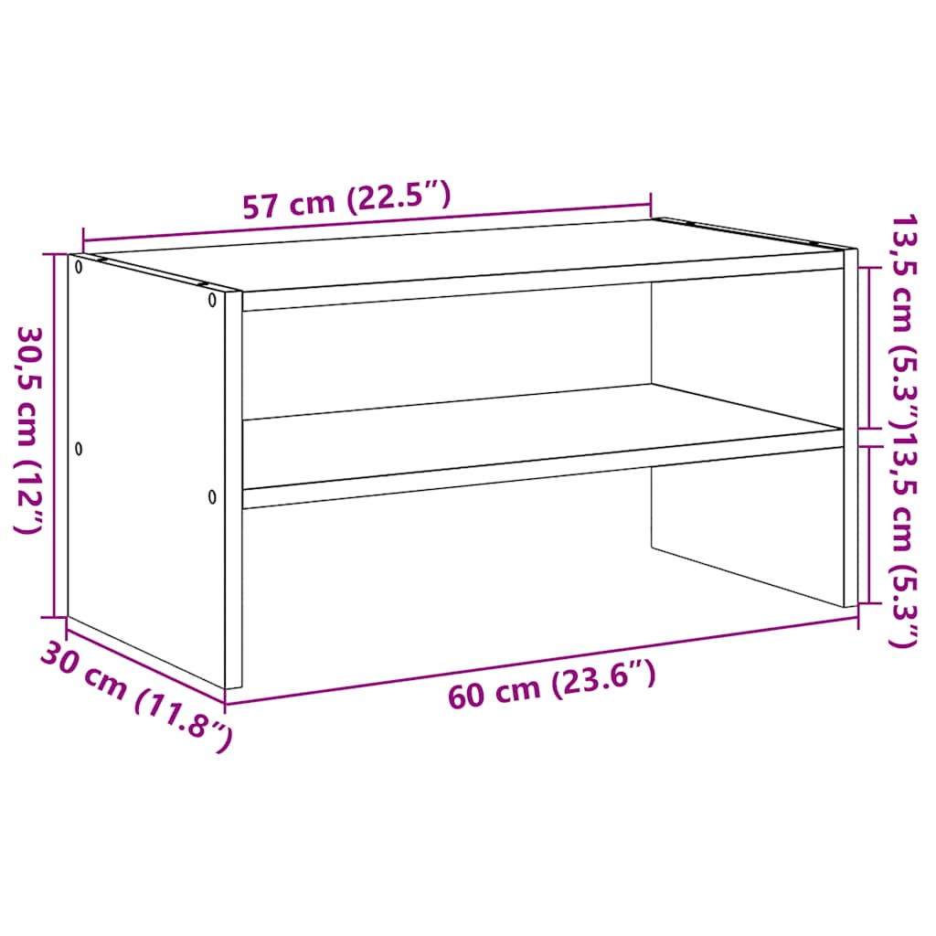 Skostativ stablebar hvit 60x30x30,5 cm
