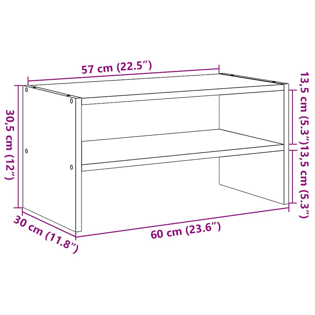 Skostativ stablebar artisan eik 60x30x30,5 cm