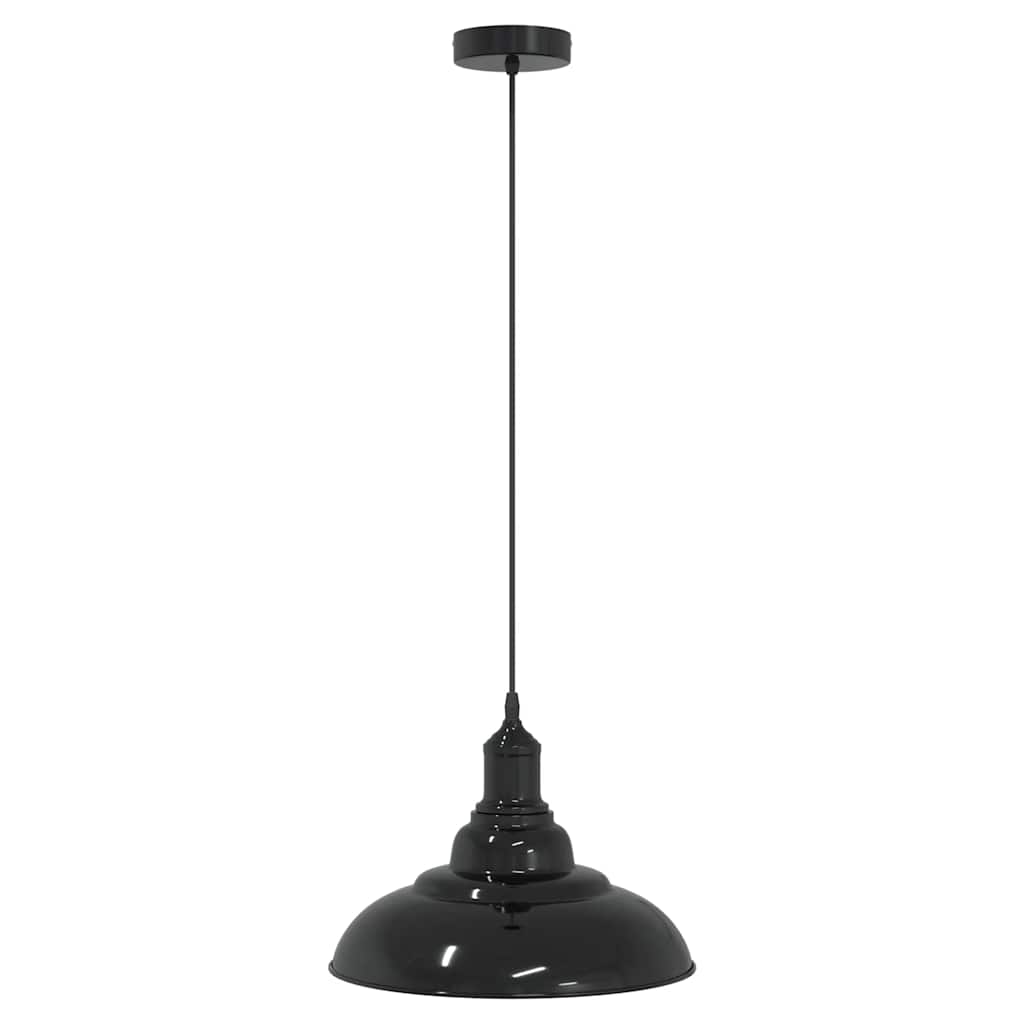 Pendellampe høydejusterbar E27 glans svart Ø 31 cm metall