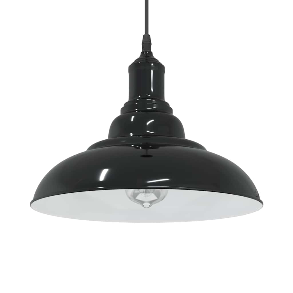 Pendellampe høydejusterbar E27 glans svart Ø 31 cm metall