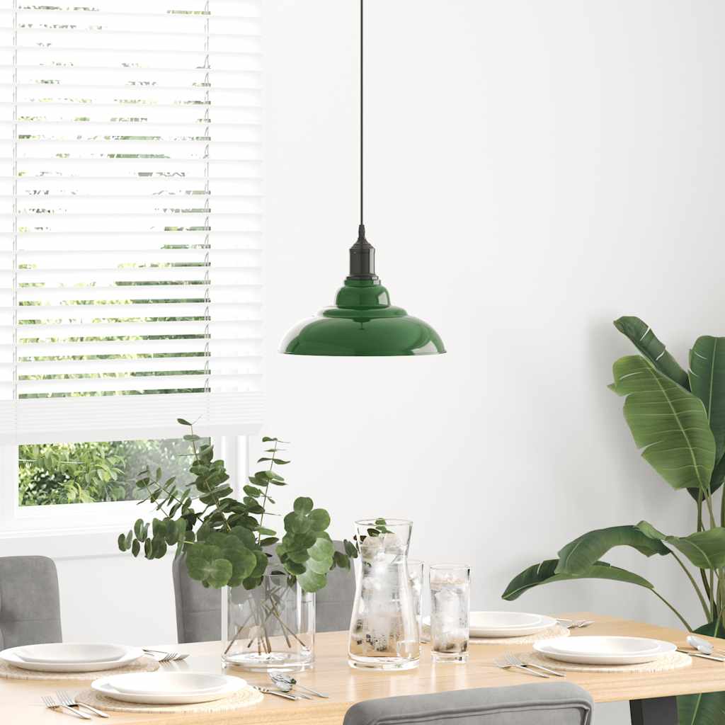 Pendellampe høydejusterbar E27 glans grønn Ø 31 cm metall