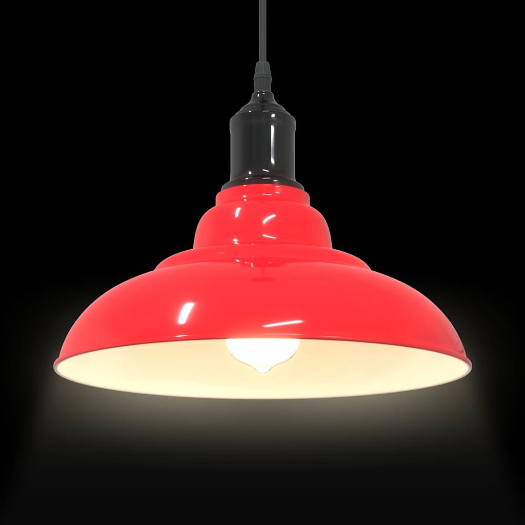 Pendellampe høydejusterbar E27 glans rød Ø 31 cm metall vidaXL