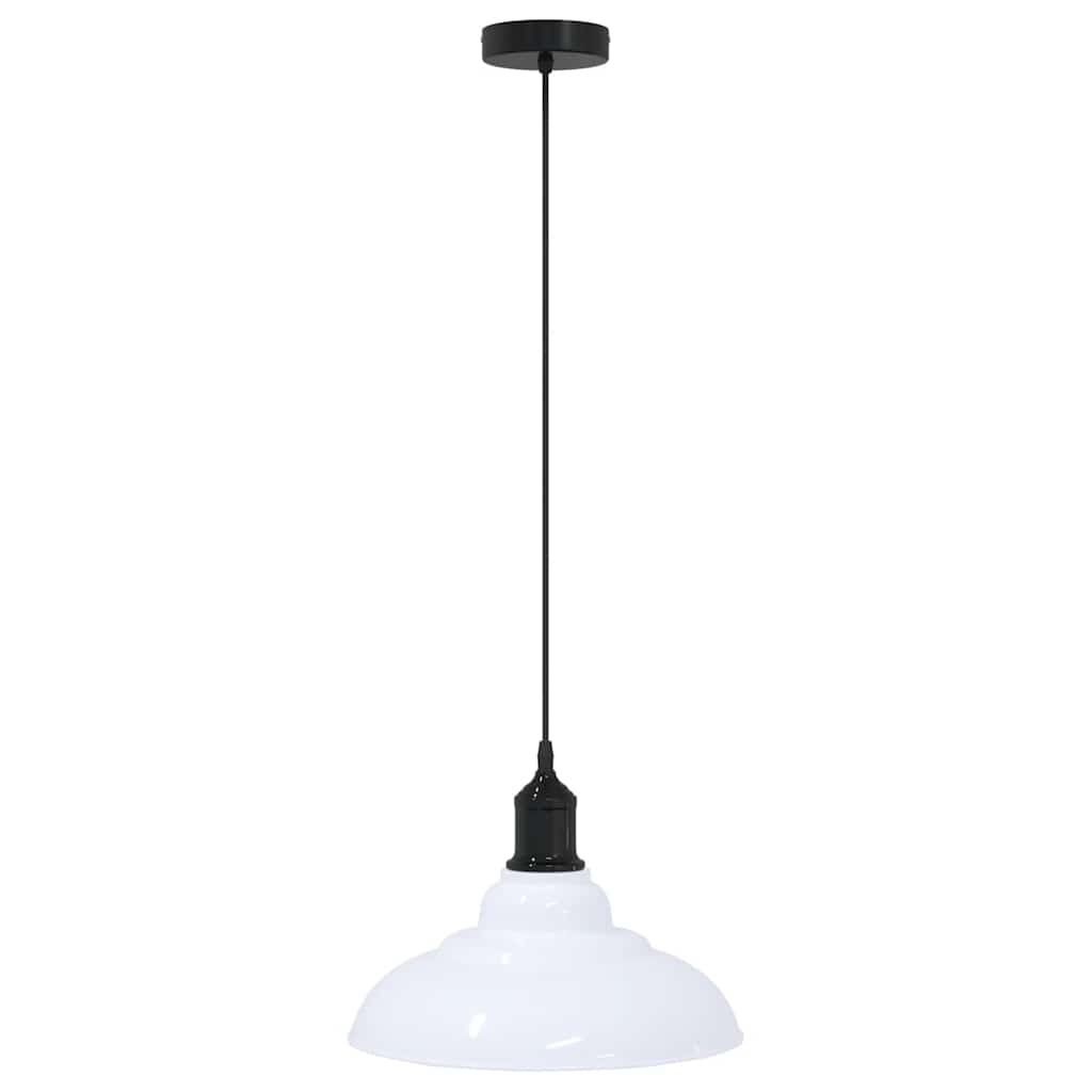 Pendellampe høydejusterbar E27 glans hvit Ø 31 cm metall