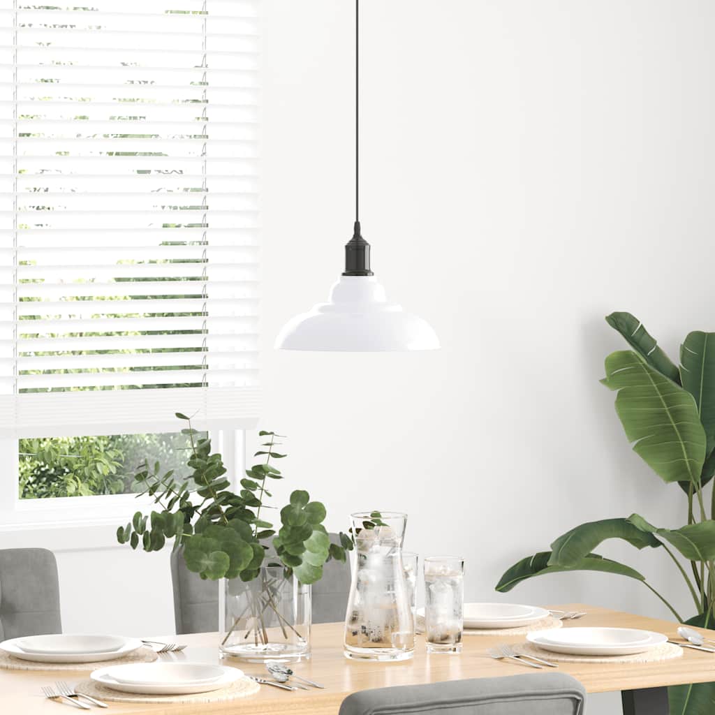 Pendellampe høydejusterbar E27 glans hvit Ø 31 cm metall