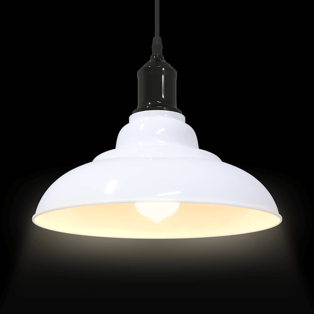 Pendellampe høydejusterbar E27 glans hvit Ø 31 cm metall