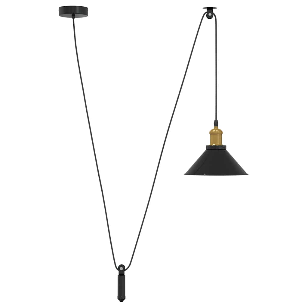 Pendellampe høydejusterbar E27 glans svart Ø 22 cm metall
