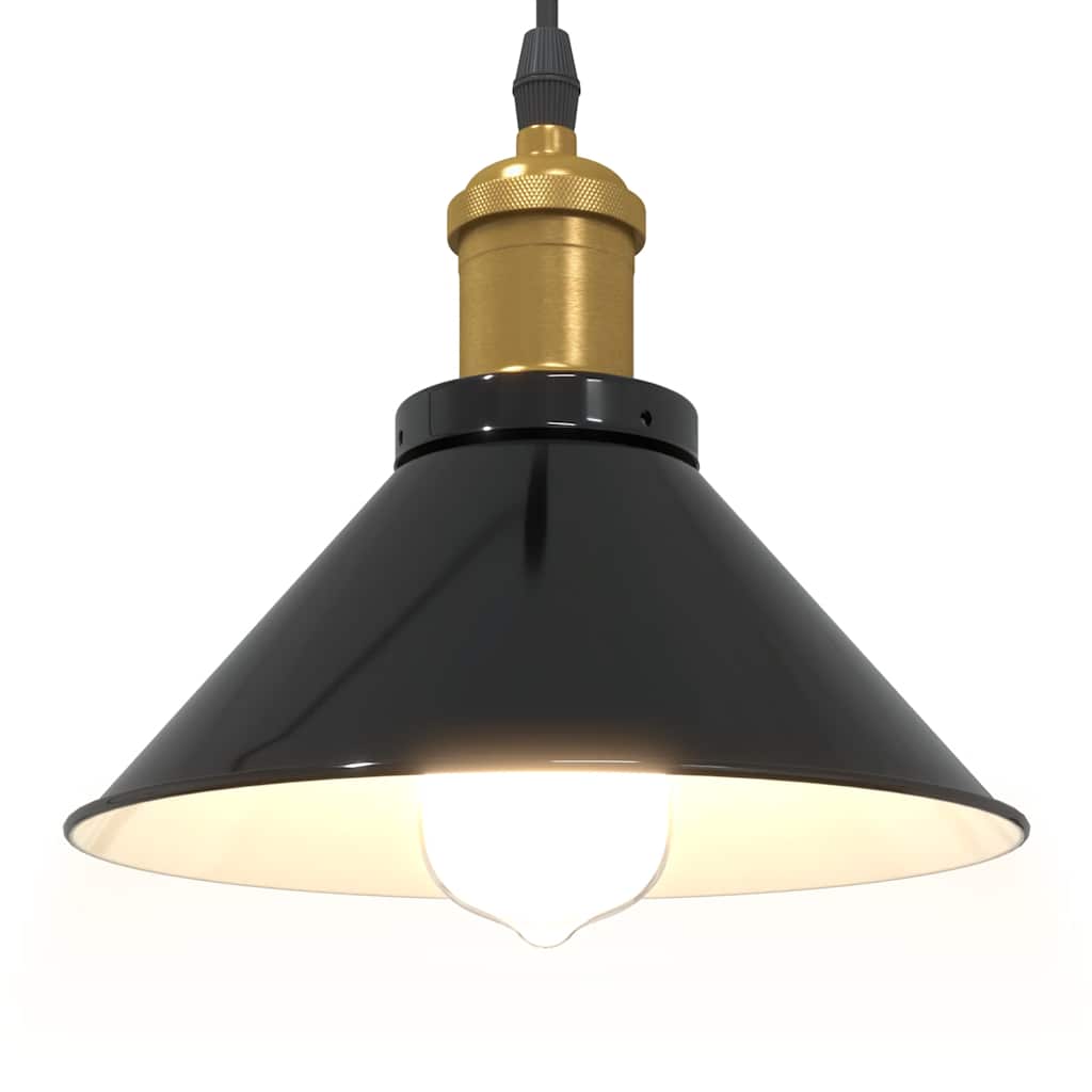 Pendellampe høydejusterbar E27 glans svart Ø 22 cm metall