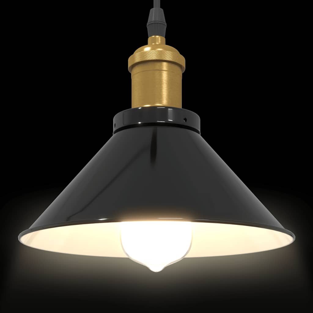Pendellampe høydejusterbar E27 glans svart Ø 22 cm metall