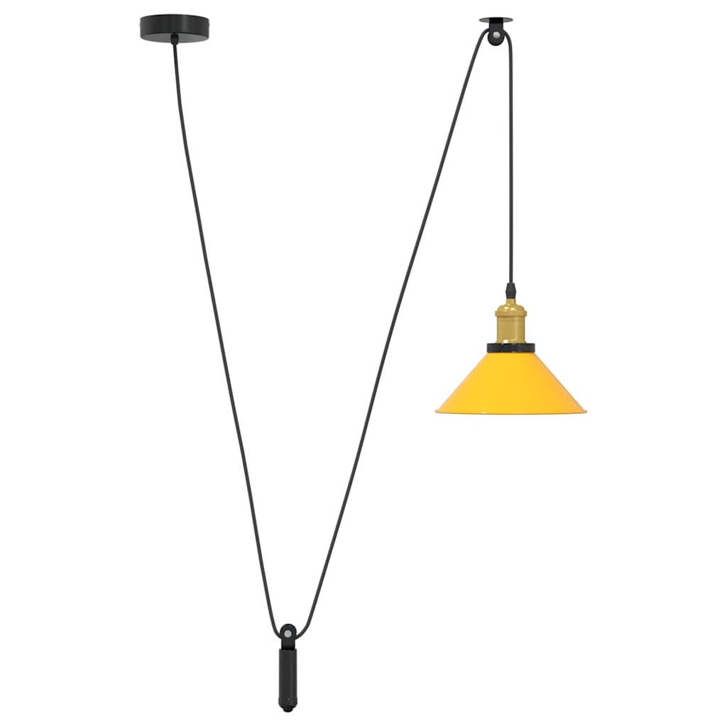 Pendellampe høydejusterbar E27 glans gul Ø 22 cm metall