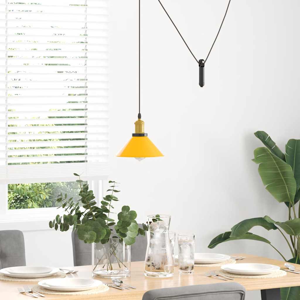 Pendellampe høydejusterbar E27 glans gul Ø 22 cm metall