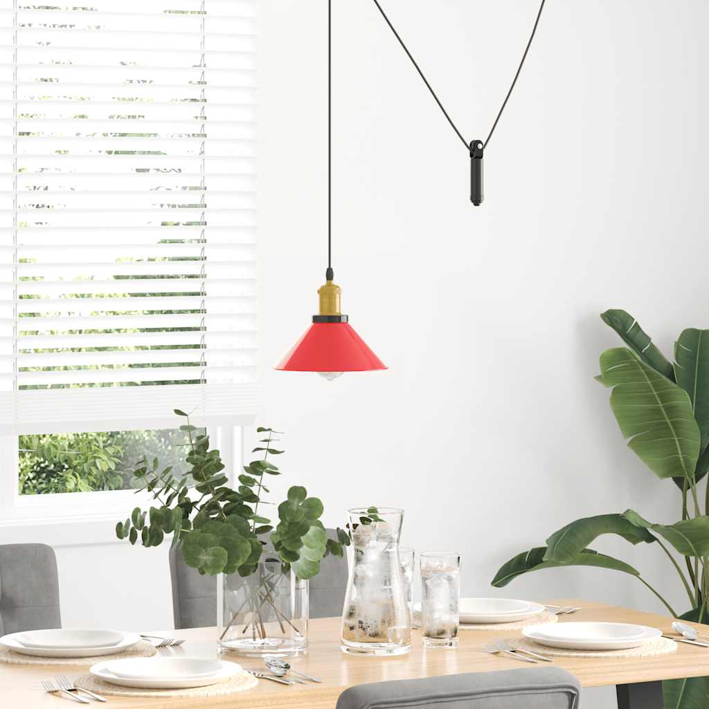 Pendellampe høydejusterbar E27 glans rød Ø 22 cm metall