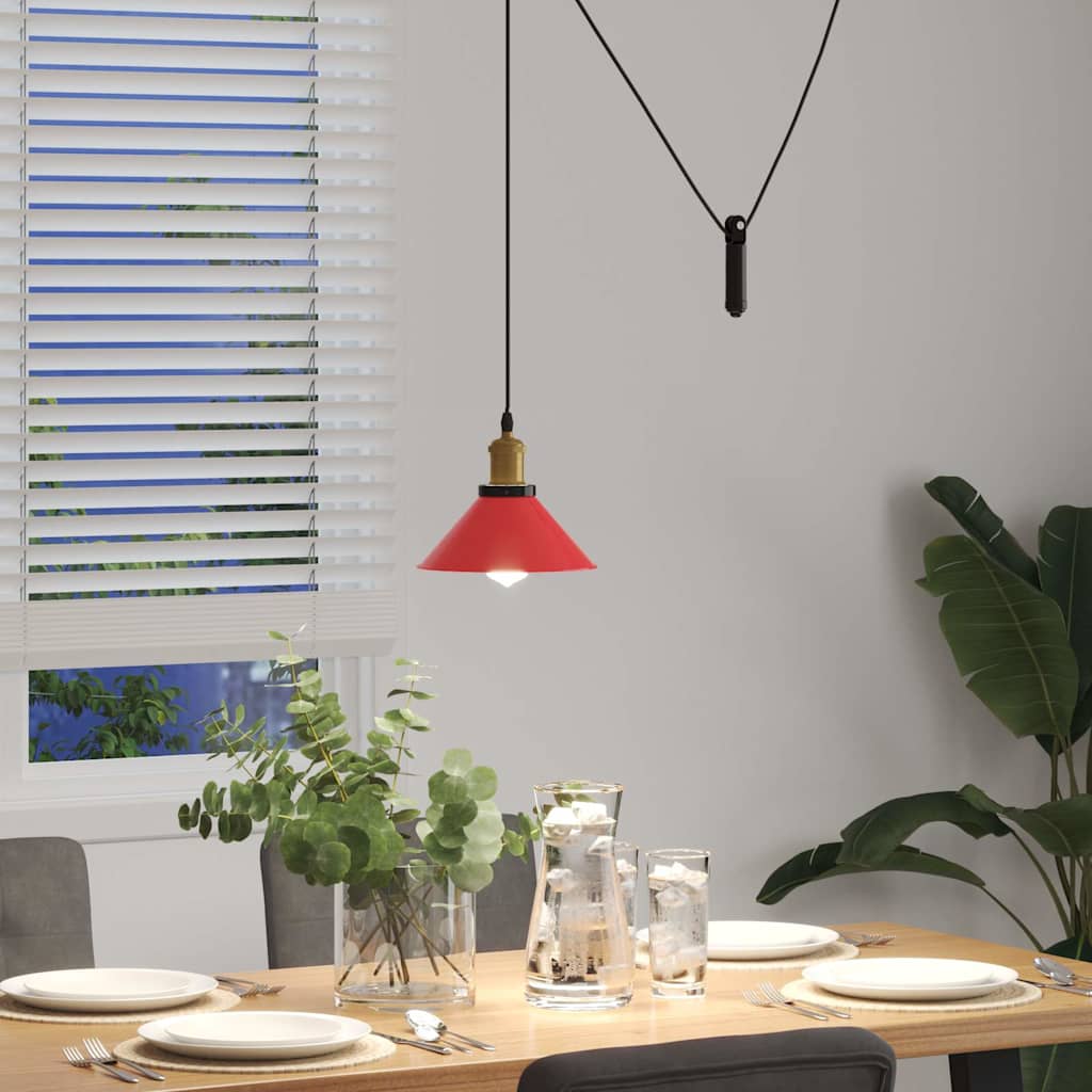 Pendellampe høydejusterbar E27 glans rød Ø 22 cm metall