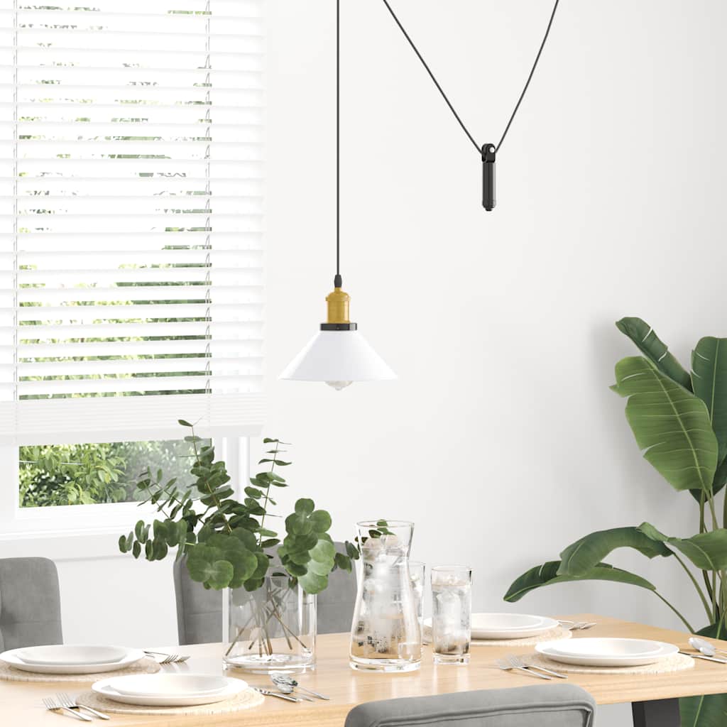 Pendellampe høydejusterbar E27 glans hvit Ø 22 cm metall