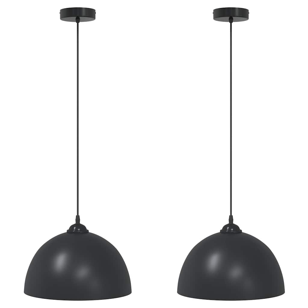Pendellamper 2 stk høydejusterbar E27 svart Ø 30 cm metall