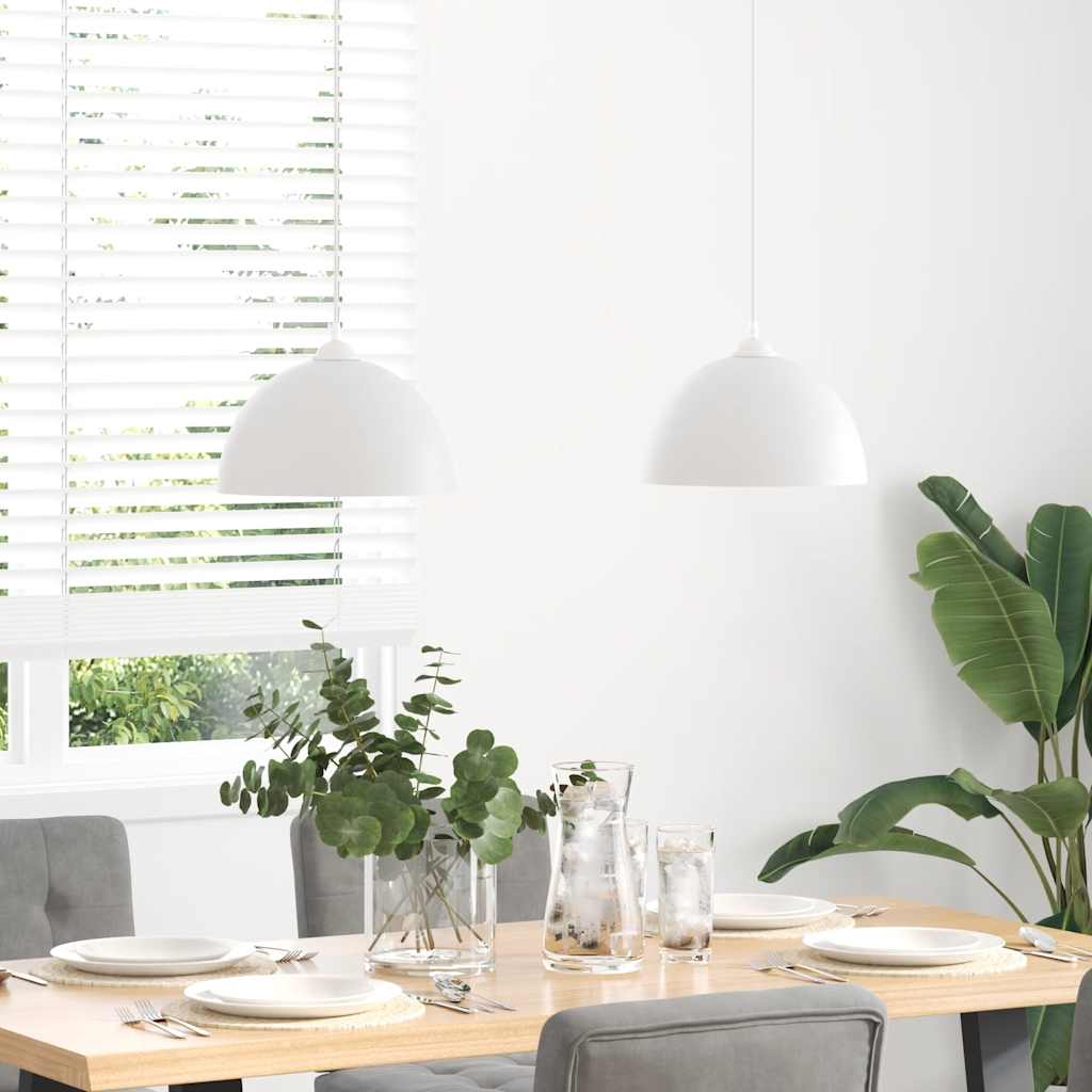 Pendellamper 2 stk høydejusterbar E27 hvit Ø 30 cm metall