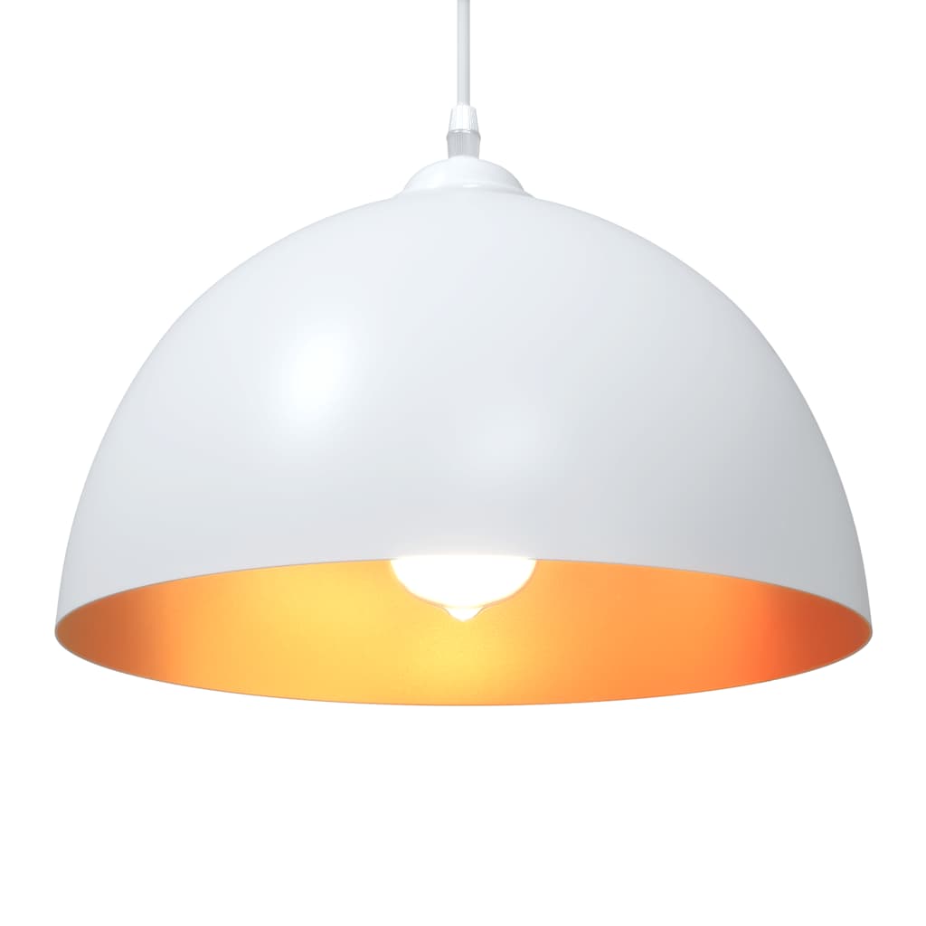 Pendellamper 2 stk høydejusterbar E27 hvit Ø 30 cm metall
