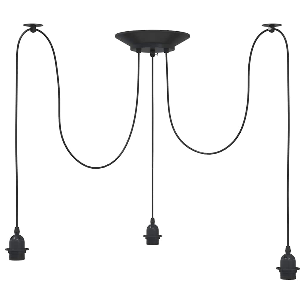 Pendellampe med 3 lampeholdere E27 svart metal