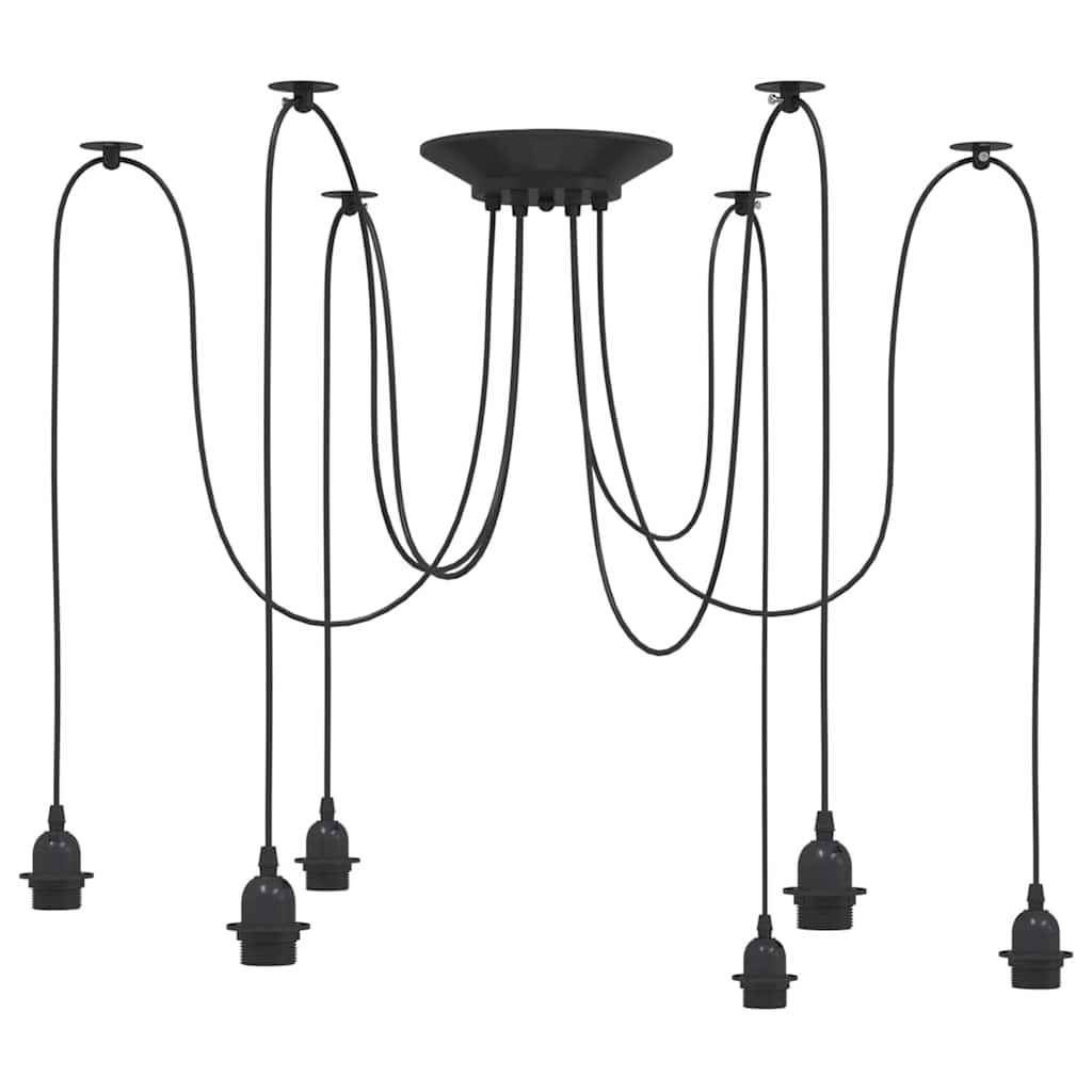 Pendellampe med 6 lampeholdere E27 svart metal