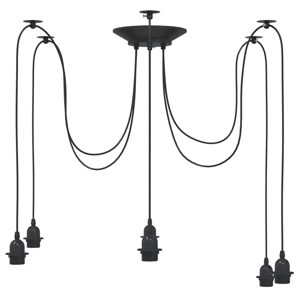 Pendellampe med 6 lampeholdere E27 svart metal