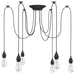 Pendellampe med 6 lampeholdere E27 svart metal