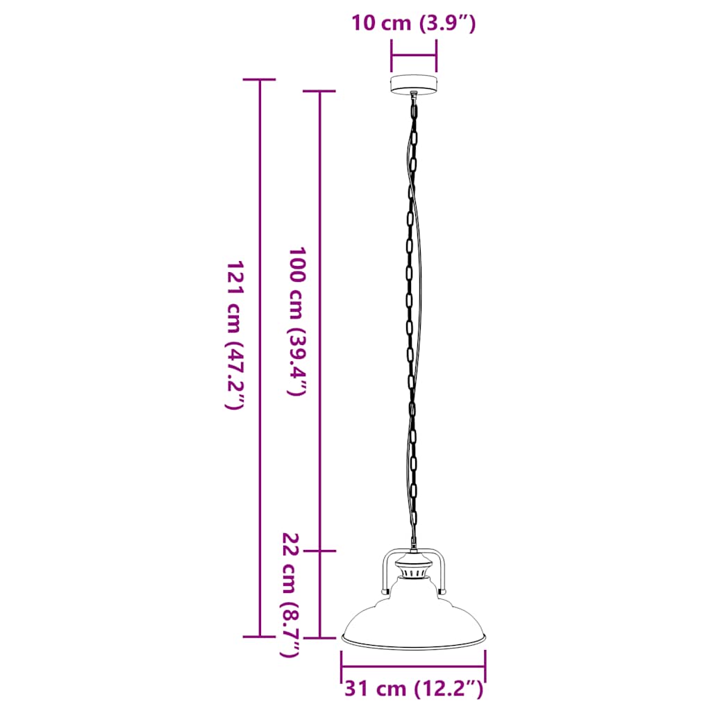 Pendellampe E27 svart Ø 31 cm jern