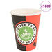Papir kaffekopper 1000 stk 12oz 300 ml rød og svart