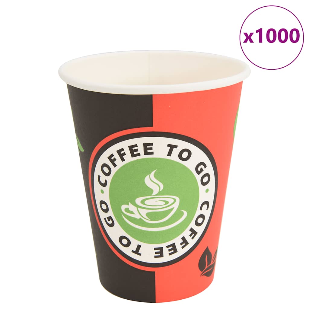 Papir kaffekopper 1000 stk 12oz 300 ml rød og svart