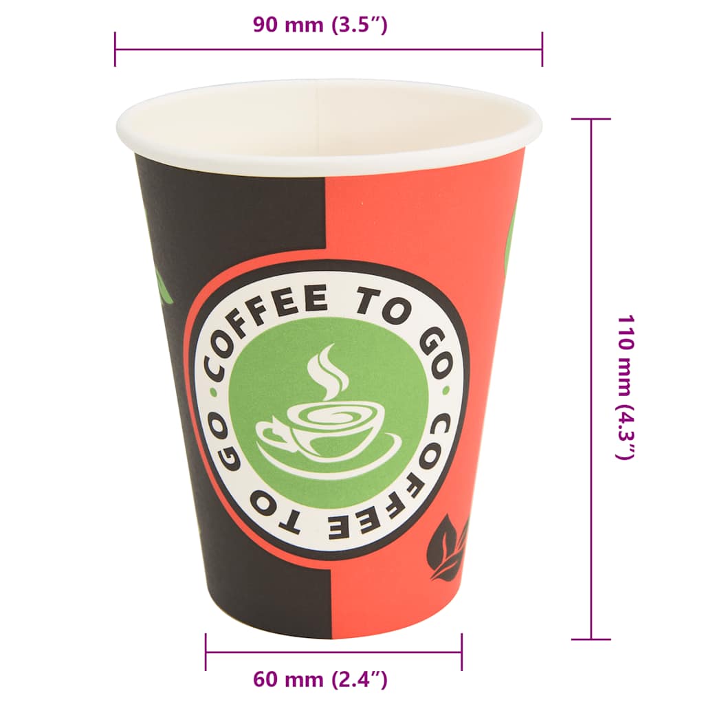 Papir kaffekopper 1000 stk 12oz 300 ml rød og svart