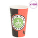 Papir kaffekopper 1000 stk 16oz 400 ml rød og svart