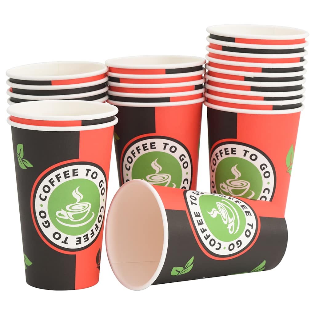 Papir kaffekopper 1000 stk 16oz 400 ml rød og svart