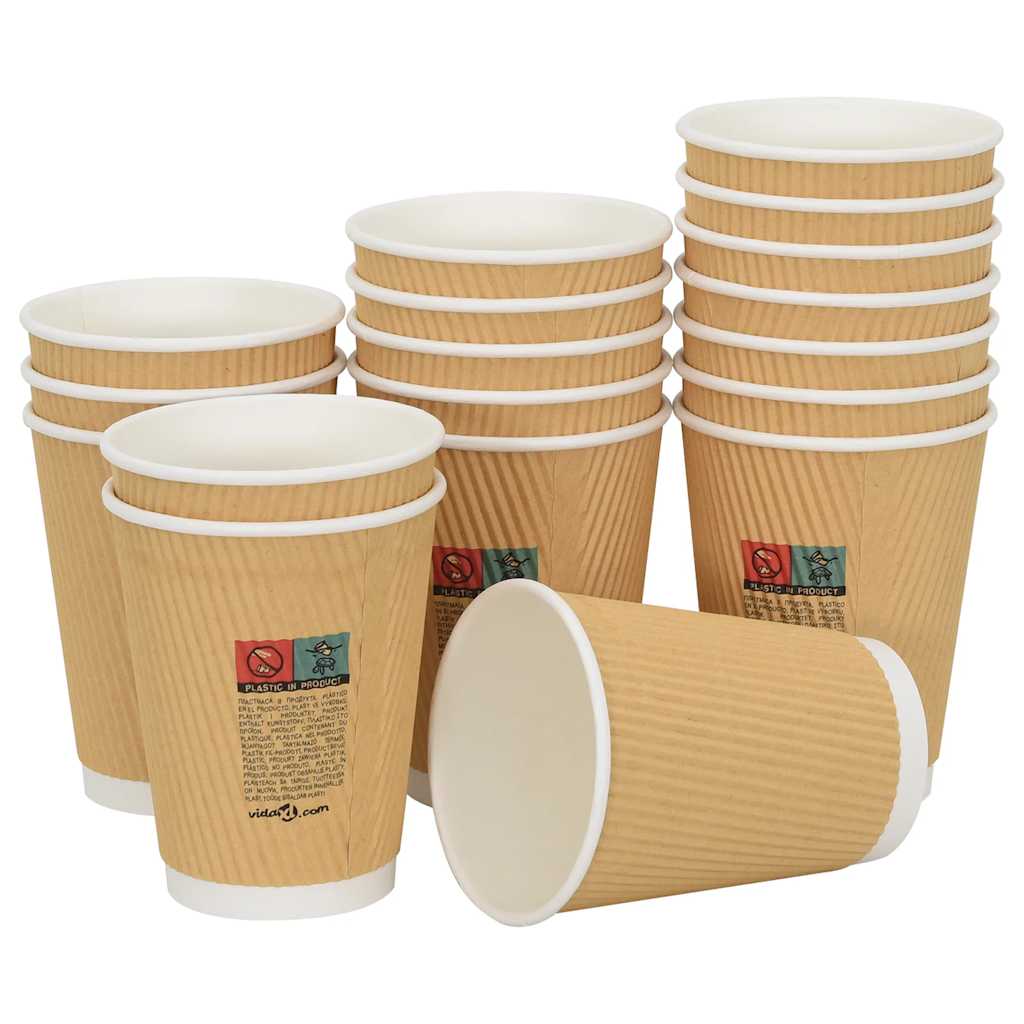 Papir kaffekopper 500 stk 12oz 300 ml brun vidaXL