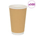 Papir kaffekopper 500 stk 16oz 400 ml brun
