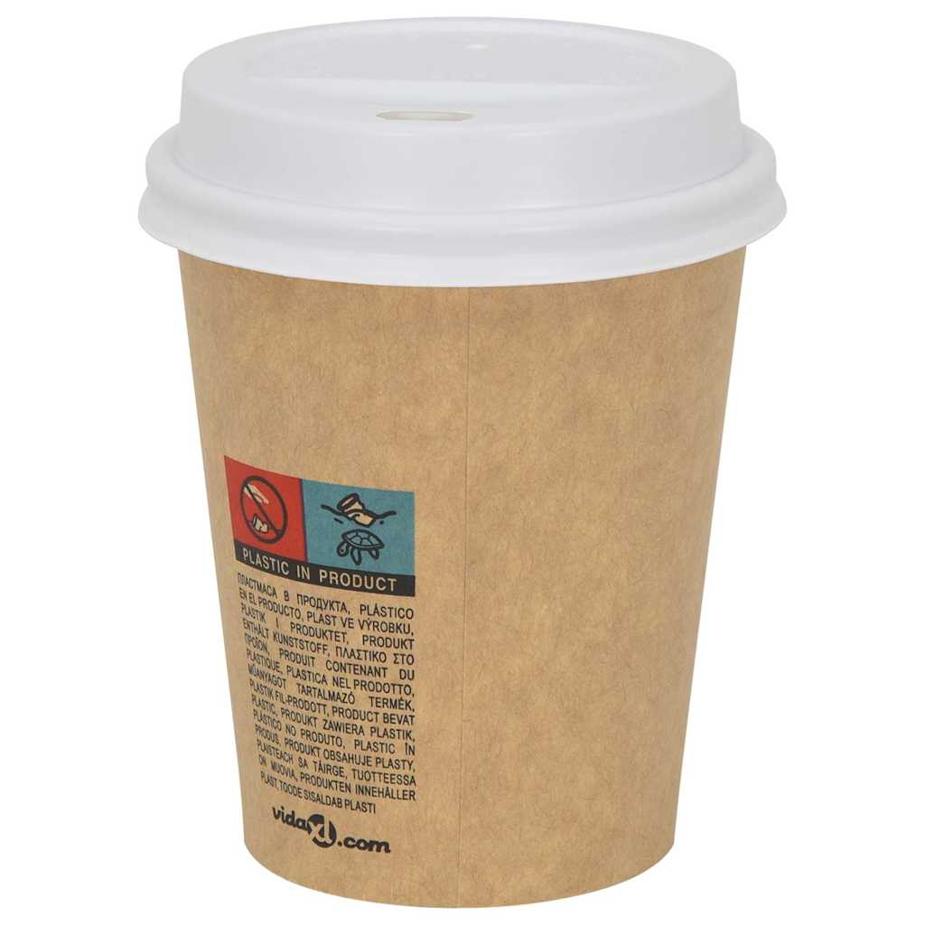 Papir kaffekopp lokk Ø80 mm 8oz 1000 stk hvit plast vidaXL