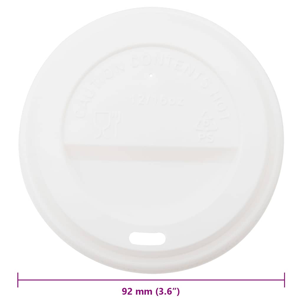 Papir kaffekopp lokk Ø90 mm 12oz og 16oz 1000 stk hvit plast