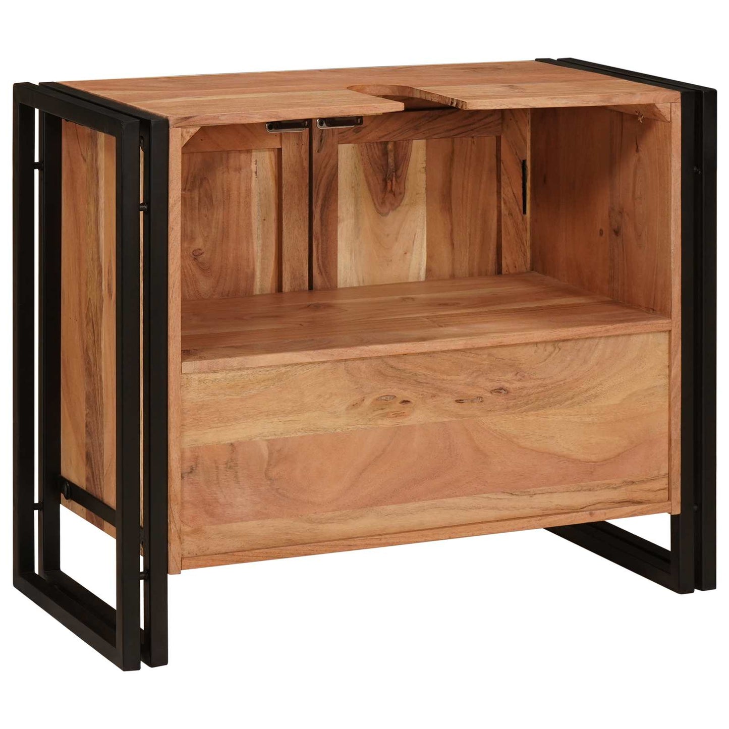 Vaskeskap med hylle Brun 71 x 33 x 58 cm Solid akasietre