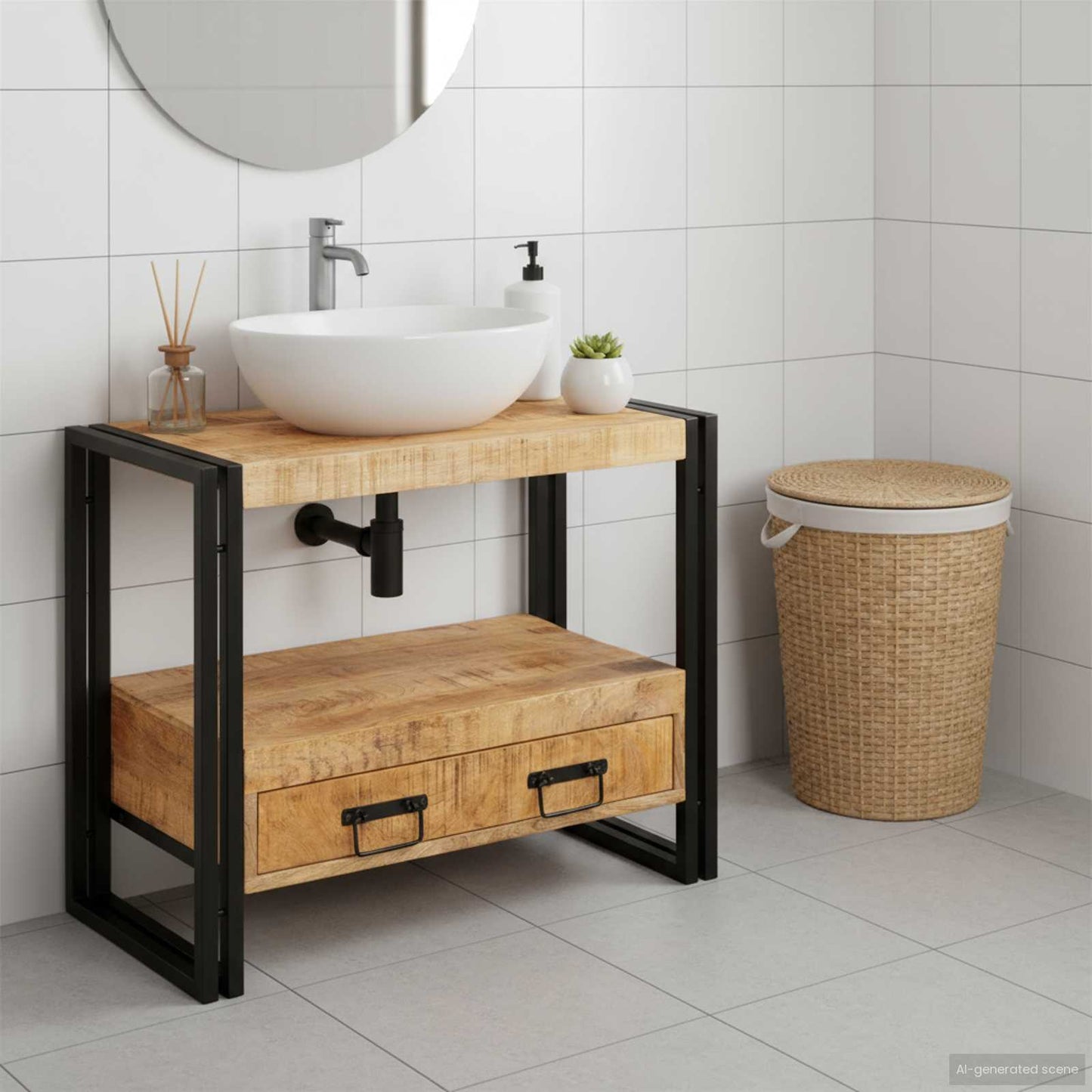 Sminkeskap med skuff Brun 71 x 33 x 58 cm Massiv mango tre