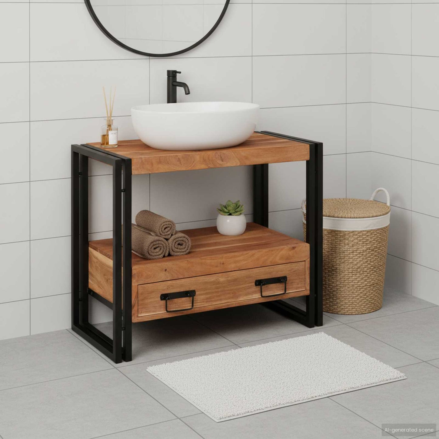Sminkeskap med skuff Brun 71 x 33 x 58 cm Solid akasietre