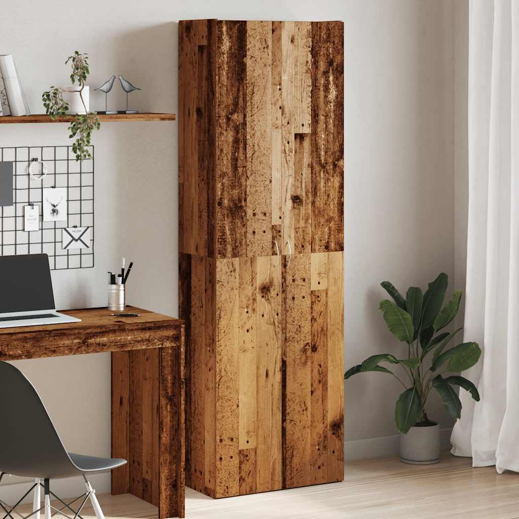 Highboard gammelt tre 60x32x190 cm konstruert tre