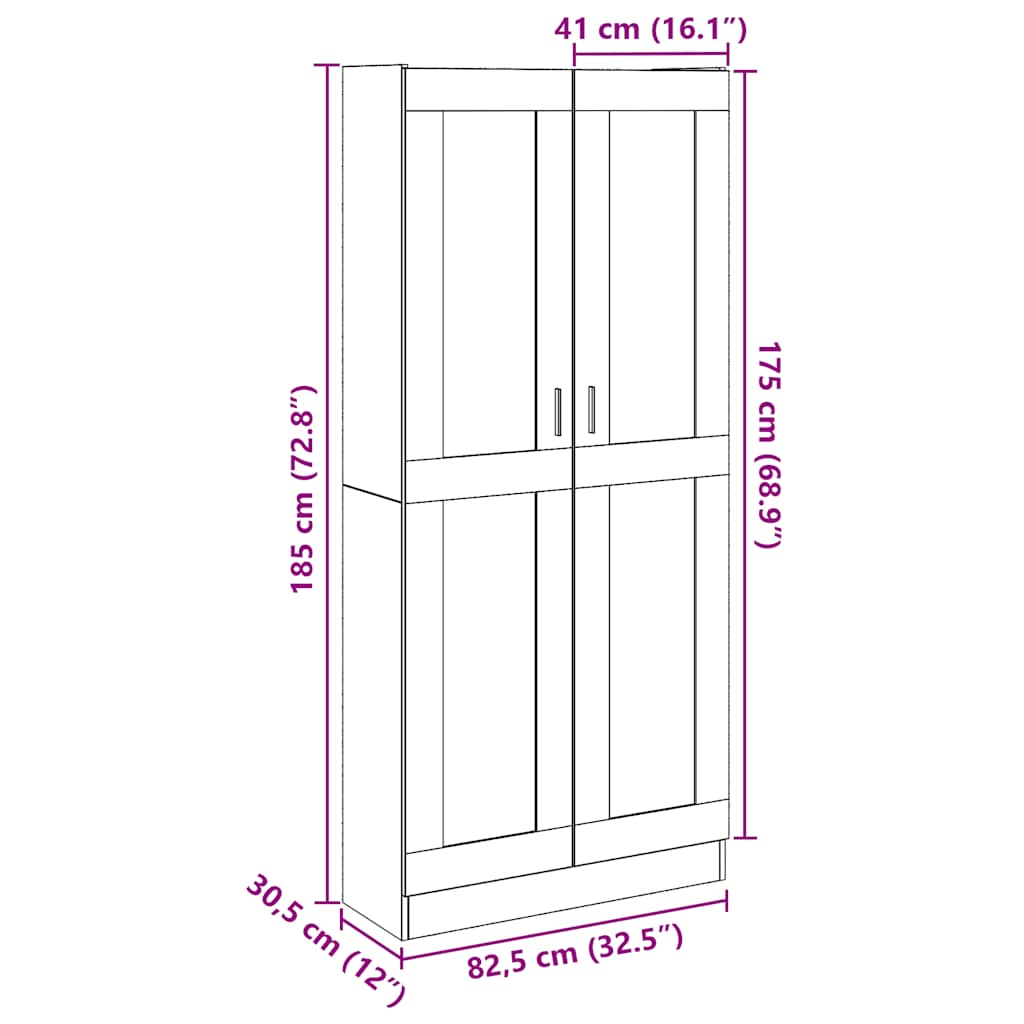 Highboard artisan eik 82,5x30,5x185 cm konstruert tre