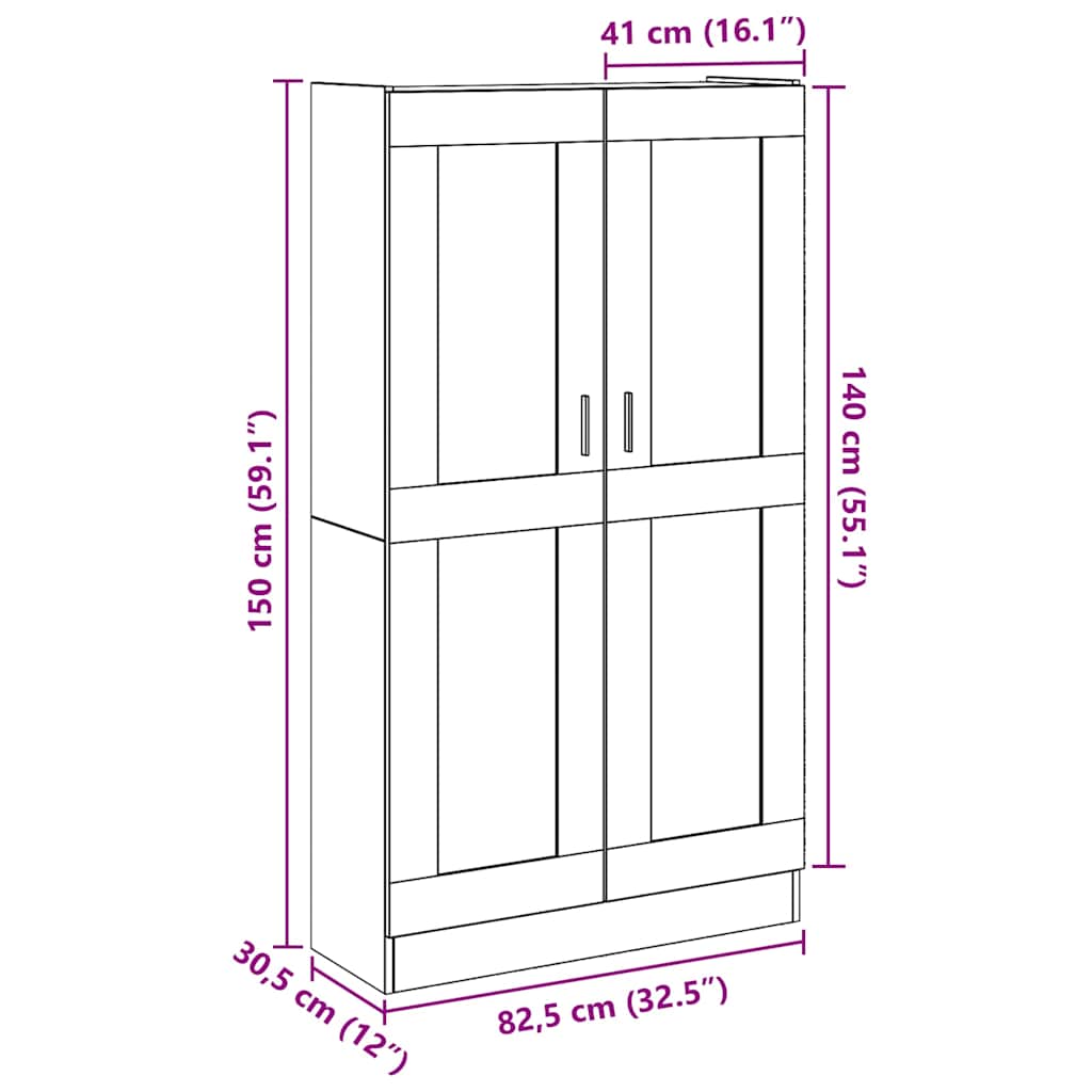 Highboard gammelt tre 82,5x30,5x150 cm konstruert tre