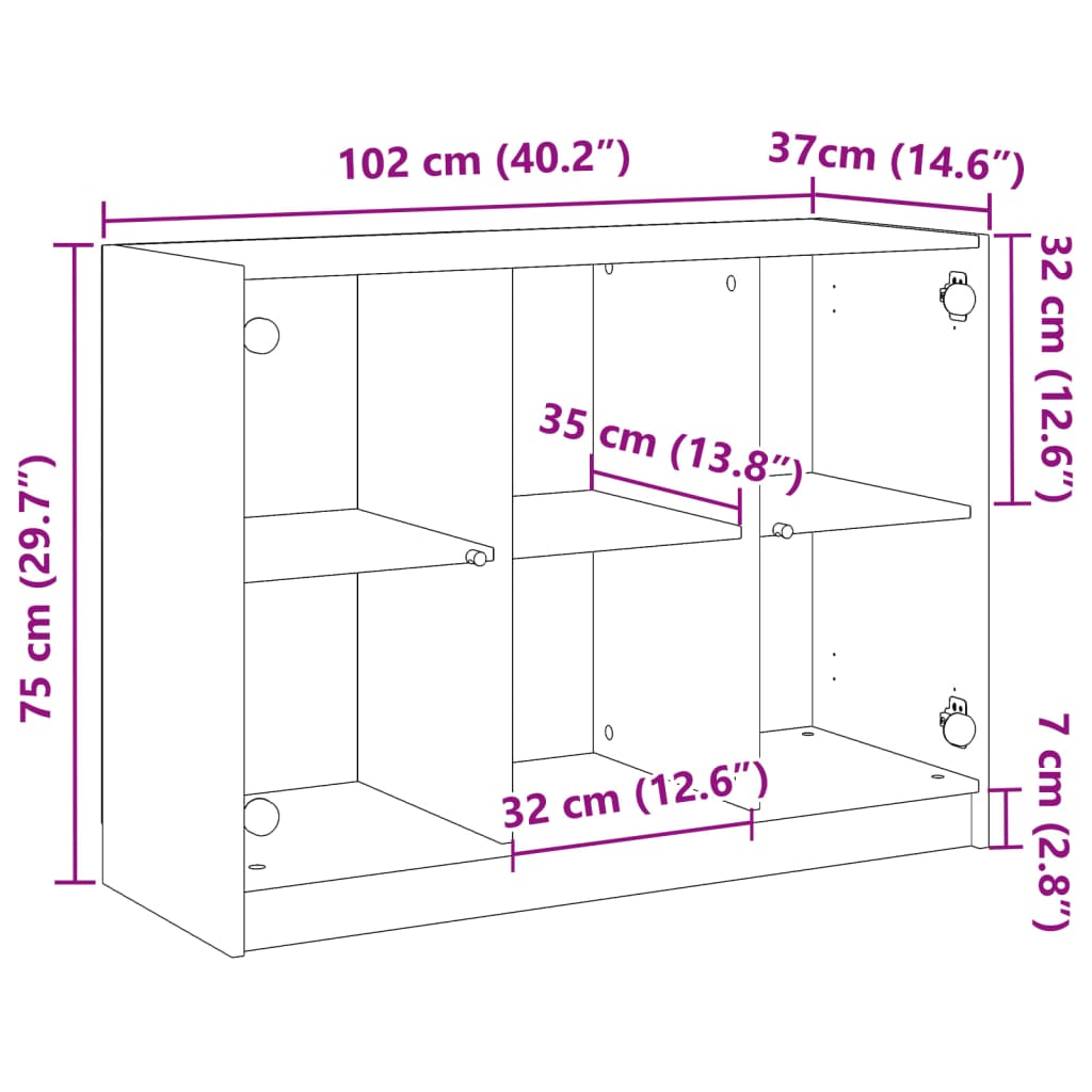Skjenk gammelt tre 102x37x75,5 cm konstruert tre