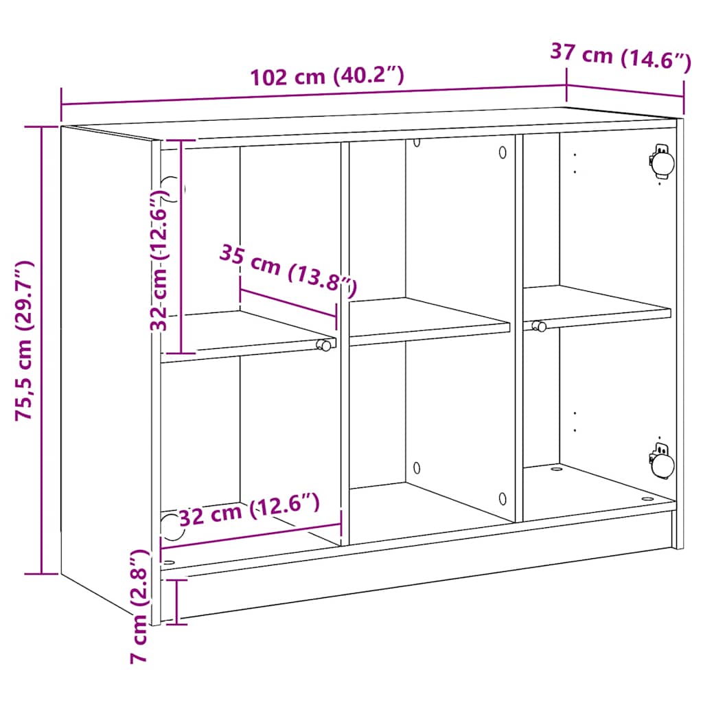 Skjenk artisan eik 102x37x75,5 cm konstruert tre