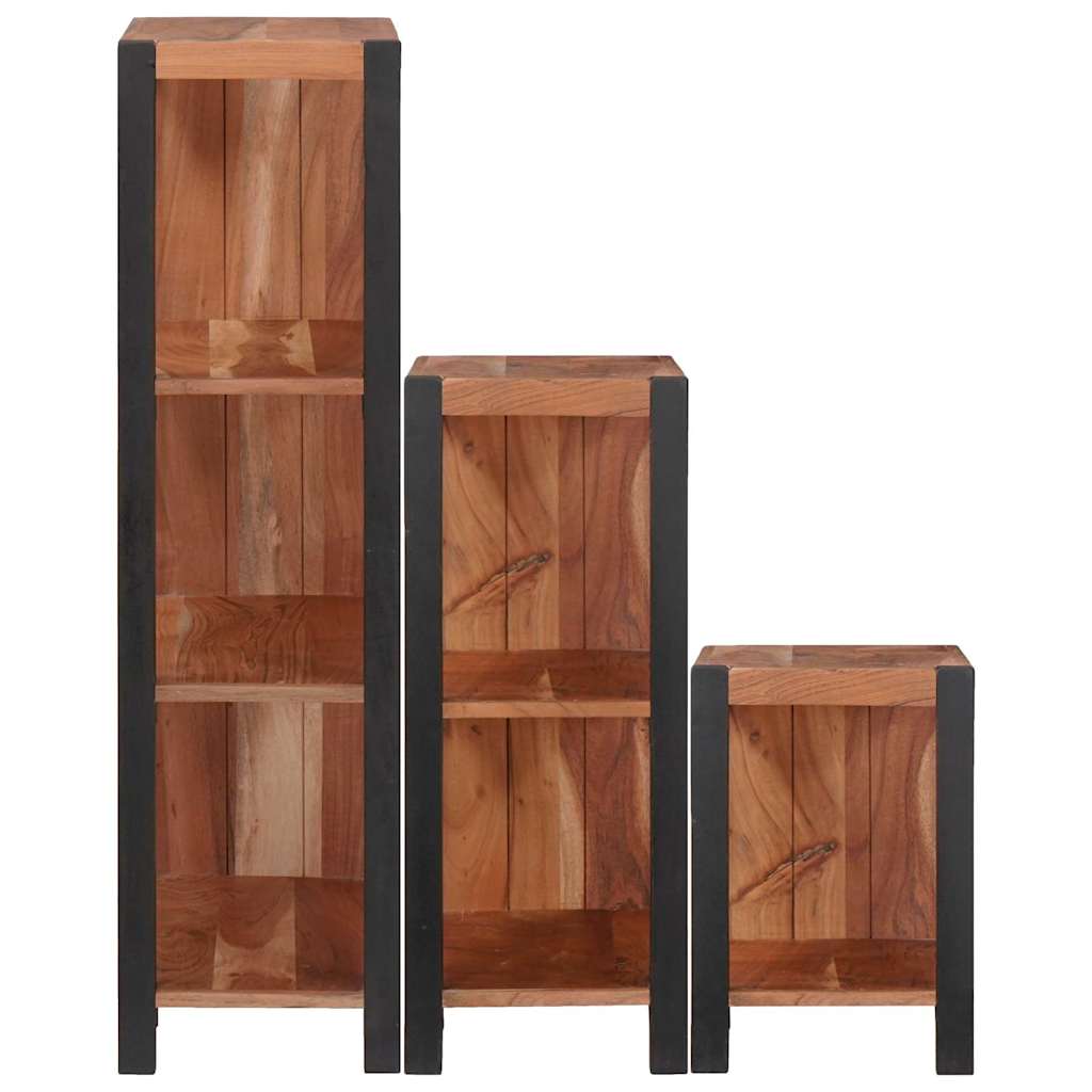 Bokhylle 3 pcs Brun 50 x 30 x 110 cm Solid akasietre