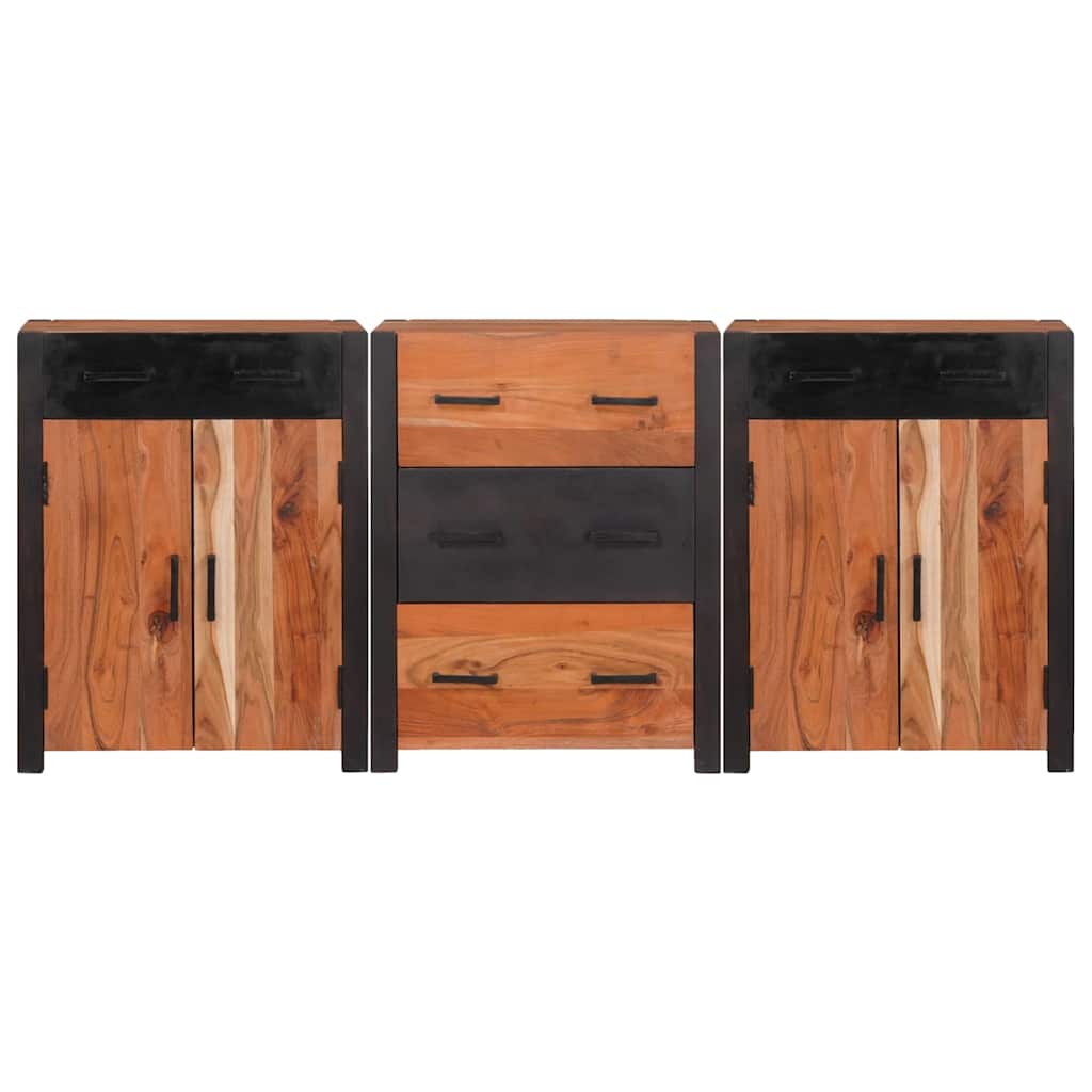 Serviesskap 3 pcs Brun 165 x 30 x 75 cm Solid akasietre