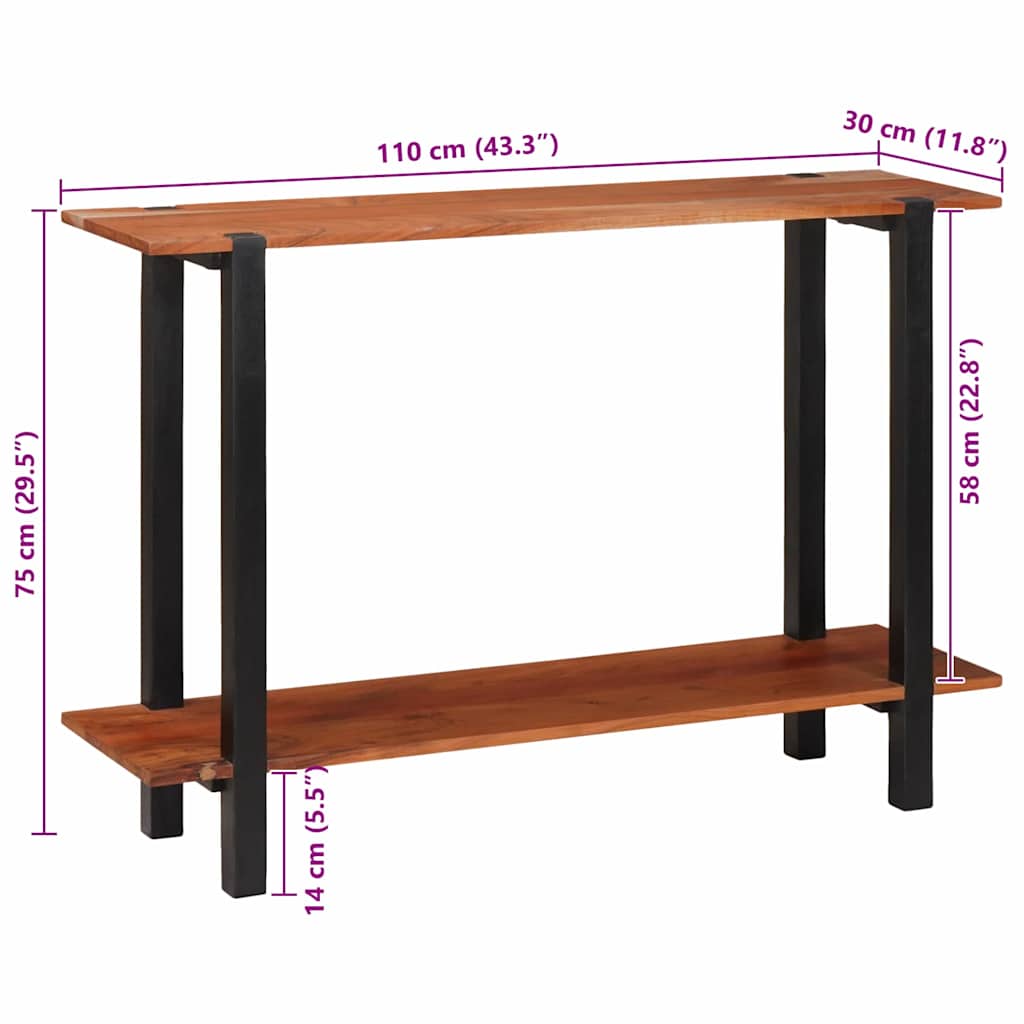 Konsollbord med hylle Brun og svart 110 x 30 x 75 cm