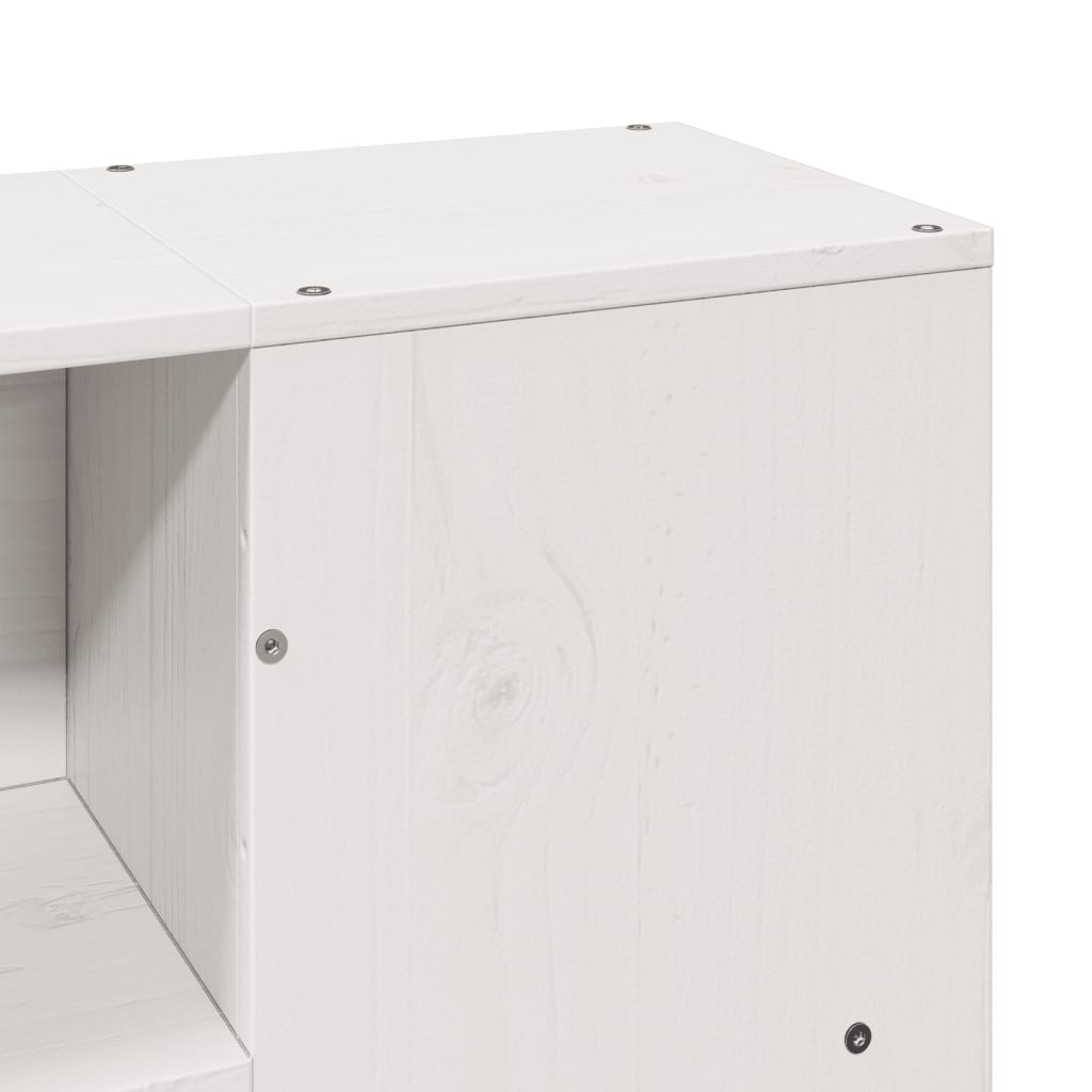 Seng med bokhylle uten madrass hvit 120x190 cm heltre furu