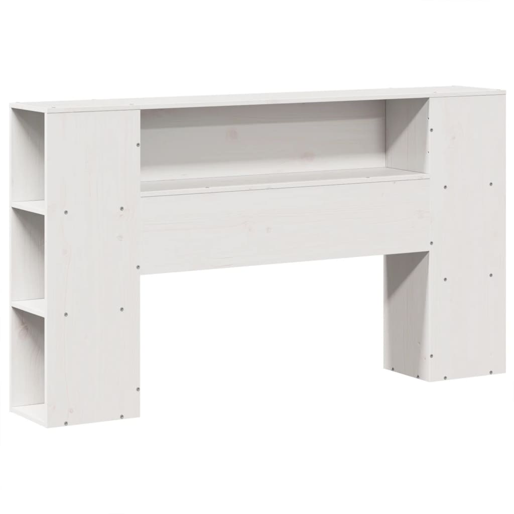 Seng med bokhylle uten madrass hvit 140x190 cm heltre furu